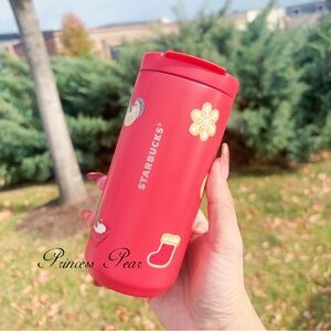❤️NWT✨Starbucks 2025 Holiday Red Gingerbread Printed SS Bottle 16 oz Tumbler